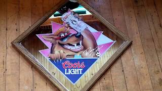 Coors Light BeerWolf Mirror - Vintage 1991 Brewiana Collector Sign - Lohn New And Used
