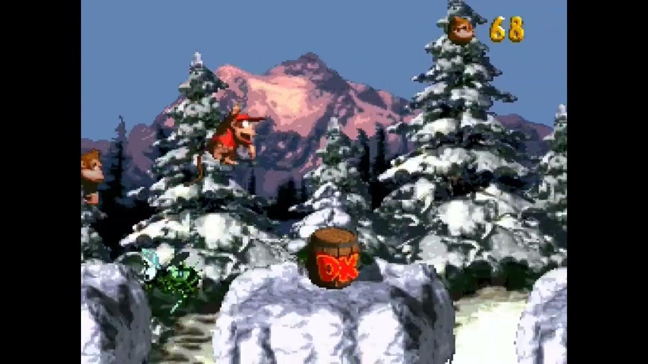 Super Nintendo! Donkey kong Country! Snow Barrel Blast! YouTube