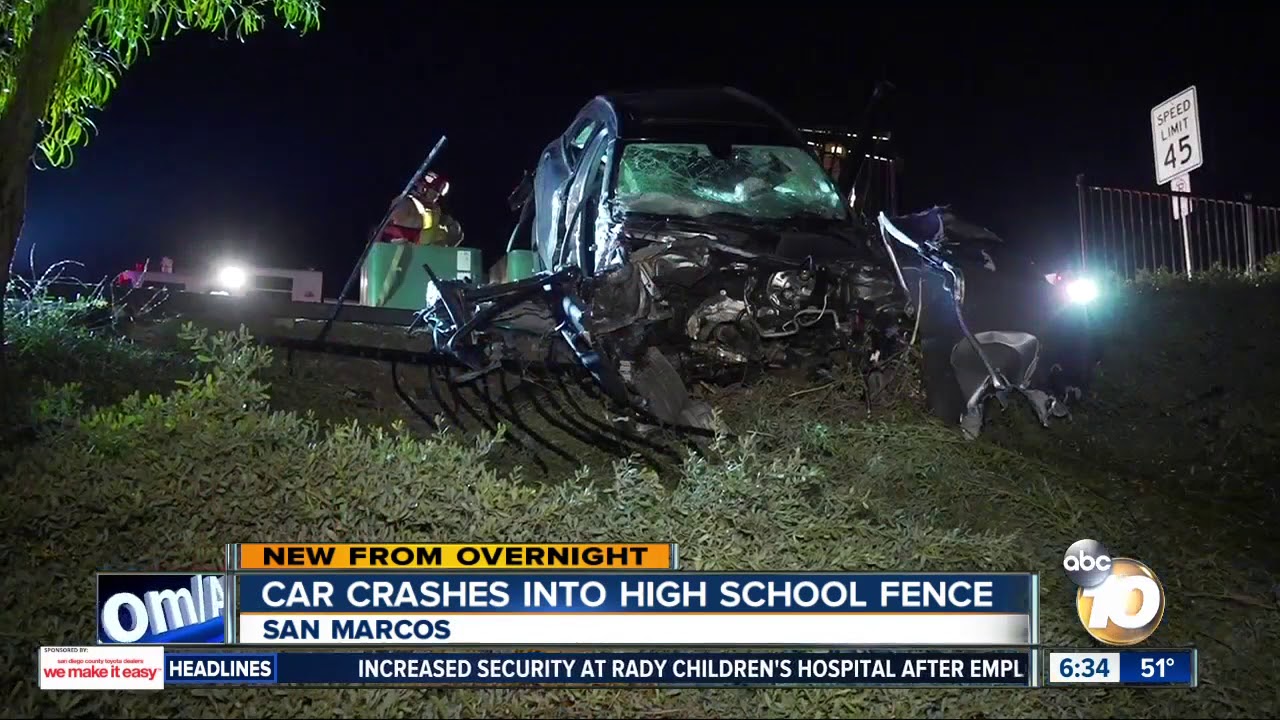 Car crashes into fence at San Marcos High School after chase YouTube