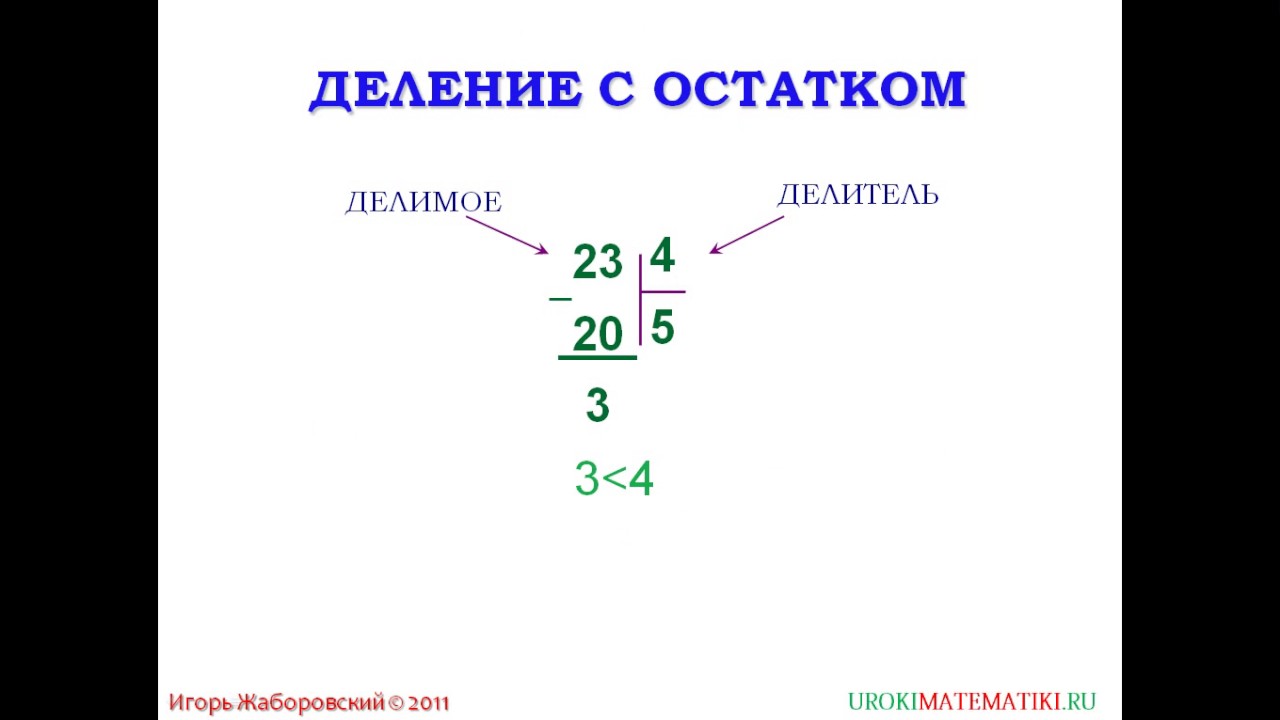 Как решать примеры с остатком в столбик