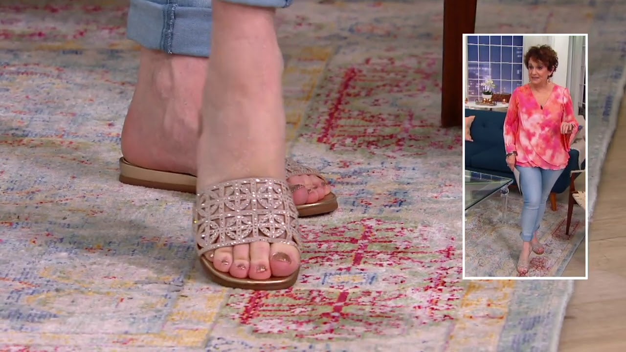 Vince Camuto Studded Slide Sandals - Eveera on QVC - YouTube