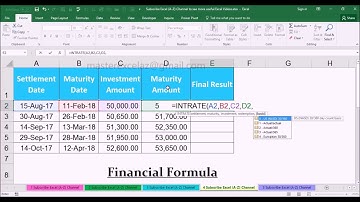 INTRATE Financial Function with Example in MS Office Excel Spreadsheet 2016