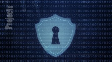 Hacker element and pixel noise Glitch with a security lock