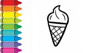 Ice cream Drawing for kids\/painting and coloring for kids and toddlers