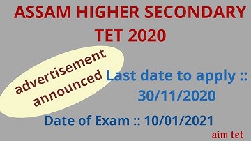 Advertisement/Assam Higher Secondary TET,2020