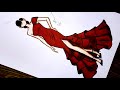 تعلم رسم فستان سهرة جميل باللون الاحمر رسم فساتين تعليم رسم الأزياء للمبتدئين 