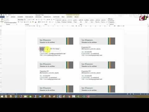Visitekaartjes in Word 2013