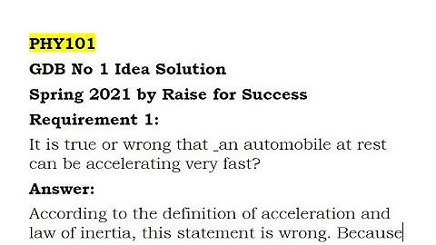 Phy101 gdb solution spring 2021