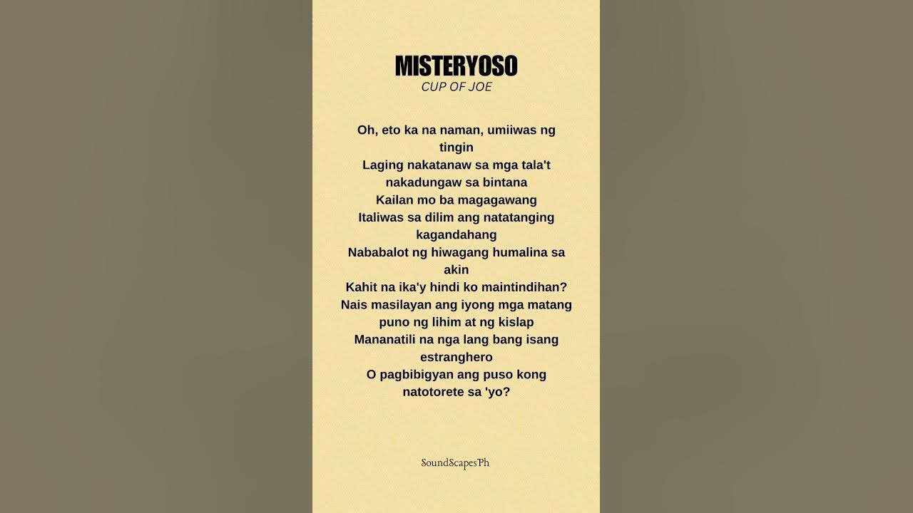 Misteryoso By Cup of Joe #misteryoso #cupofjoe #song #music #lyrics #musiclyrics #trending #fyp