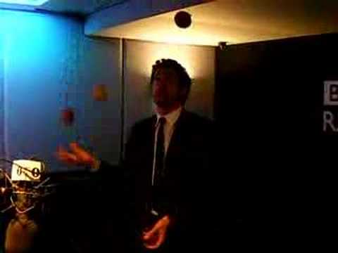 Patrick Dempsey juggling on Edith Bowman's show