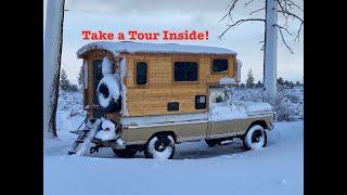 Winter camping in DIY truck camper: Inside Tour. (Ep.#53)