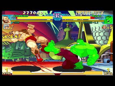 Marvel vs Capcom 1 ( Arcade ) - Jin / Zangief Playthrough ( Feb 12, 2018 )