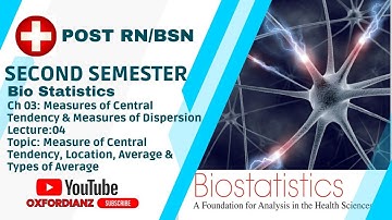 Second Semester Post RN (BSN) | Lec.04, Ch 03,Bio Statistics| Measure of Central Tendency & Location