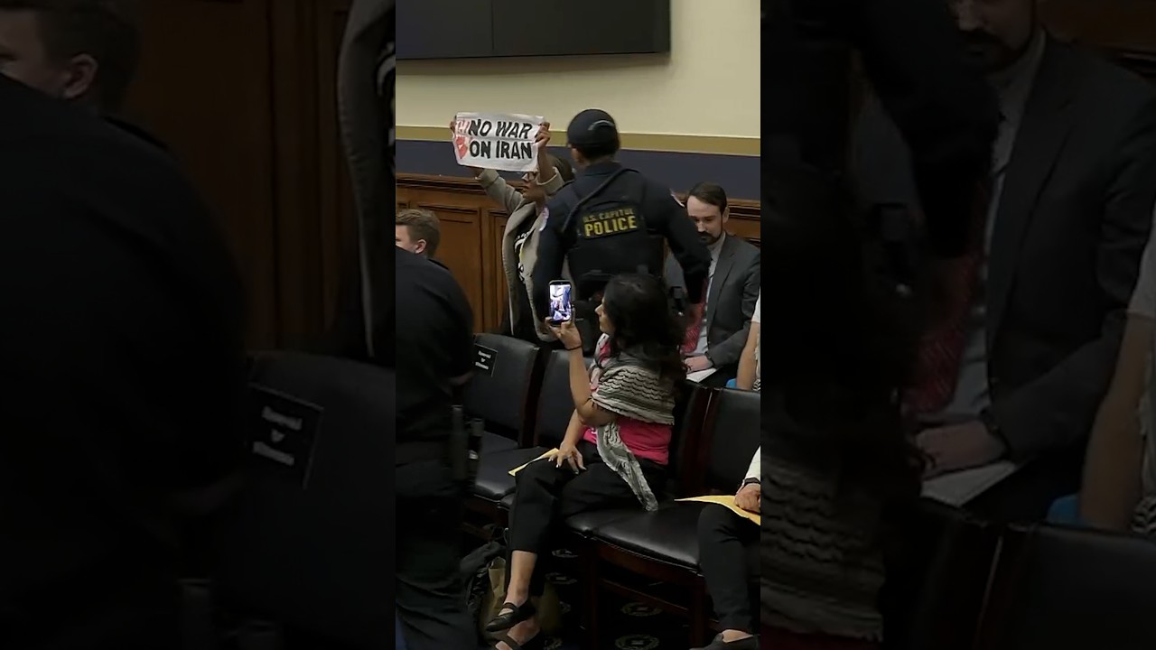 Anti-war protesters interrupt Bessent testimony