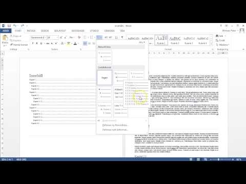 Word 2013: Redigera innehållsförteckningen