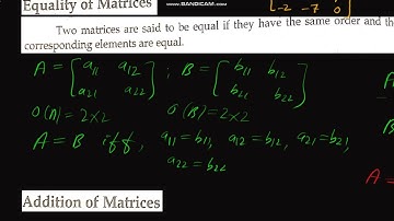 Equal matrices, Addition and Subtraction of matrices. (Urdu/Hindi)