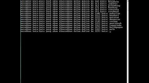 TTS 20 nama kota di indonesia, disusun menggunakan aplikasi program c++