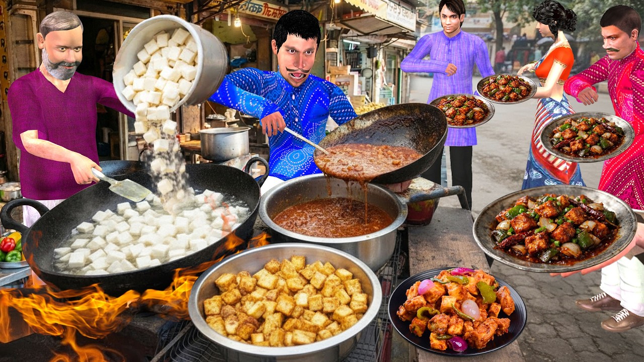 Chilli Paneer Cooking Challenge  Tasty Street Food Chilli Paneer Comedy Hindi Kahaniya Moral Stories