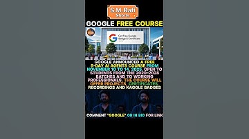 ​🚨 FREE Google AI Agents Course! Get Certificate & Kaggle Badge (Nov 10-14, 2025) #shorts #trending