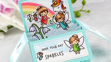 Homemade stencil & a Scalloped Box Card Pop-Up