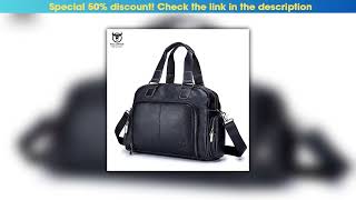 Today Only BULLCAPTAIN Men's Leather Briefcase Can Be Used For 14-Inch Laptop Business Shoulder Mes