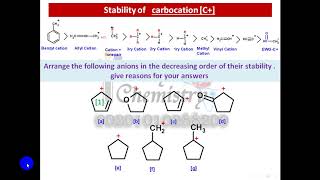 Stability of Carbocation , anion & radical ثباتية الشحنة الموجبة والسالبة والراديكال