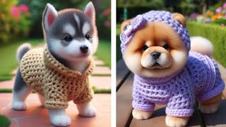 Adorable Puppies Rocking Crochet Outfits | Crochet Ideas 14 #crochet #cute #puppy #dog