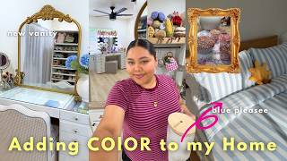 Adding COLOR to my HOME this Summer | Beauty room makeover + Blue stripes
