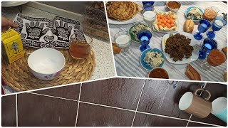 روتيني نهار رمضان واخة الغربة حاولت نحافظ على التقاليد تنظيف المطبخ وجدت الفطور و درت الحنة لبناتي
