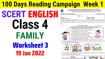 SCERT Class 4 English Week 1 Worksheet 3 | Class 4 Reading Campaign Week 1