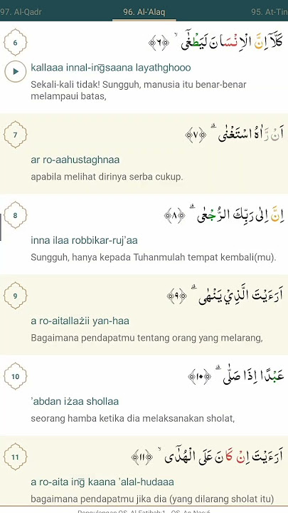 SURAH AL - ALAQ ( SEGUMPAL DARAH ) AYAT 1 - 19 BESARTA TERJEMAHAN NYA