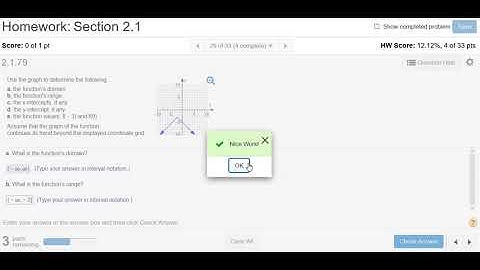 Use the Graph to Find the Domain, Range, x intercepts, y intercept, Function Values MyMathlab
