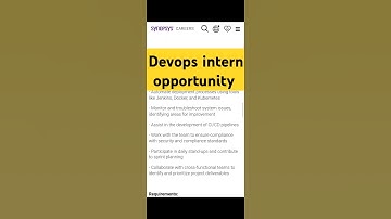 Devops intern job opportunity at #synopsis #devops #dailyjobupdates #devopsengineer #devopsintern