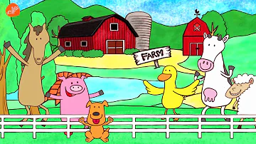 Farm Animals Song - Animals Sounds Song - Walk Around the Farm - ELF Learning