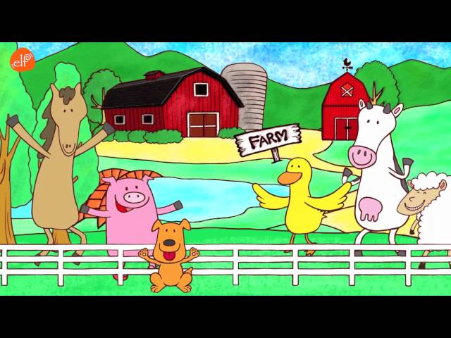 Farm Animals Song - Animals Sounds Song - Walk Around the Farm - ELF Learning class=