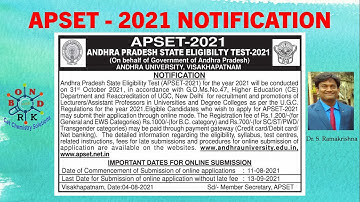 APSET 2021 Notification || Detailed Information || RK Sir