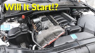 First Start Up of The Rebuilt BMW E90 N52B25 Engine! Did we fail? [BMW Engine Swap PART 9]