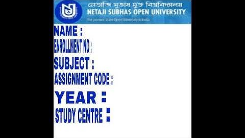 NSOU ASSIGNMENT FRONT PAGE