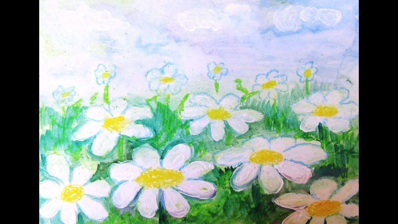 Tutorial de pictură pentru începători. Romanițe. How to Paint. Easy step by step.