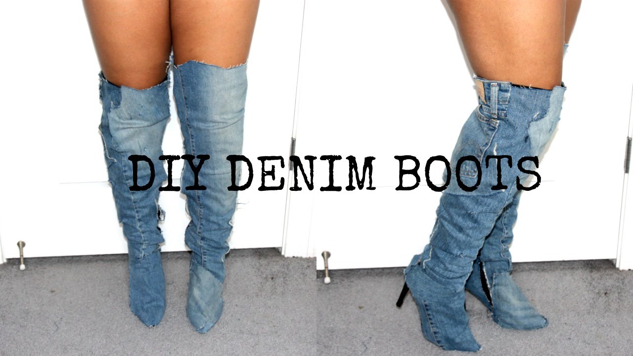 DIY Kim Kardashian Denim Boots 