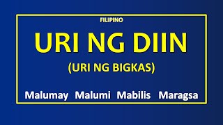 Uri ng Diin/ Uri ng Bigkas/ Malumay/ Malumi/ Mabilis/ Maragsa/ ITutorAnj