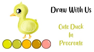 How To Draw A Cute Duck - Easy Procreate Tutorial with FREE Sketch & Color Palette