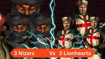 3 Lionhearts Vs 3 Nizars//Stronghold Crusader AI Battle