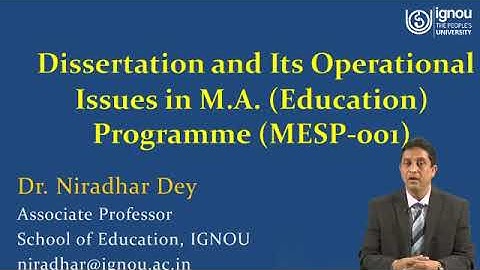 Live Session on Dissertation and Its Operational Issues in M.A. (Education) Programme