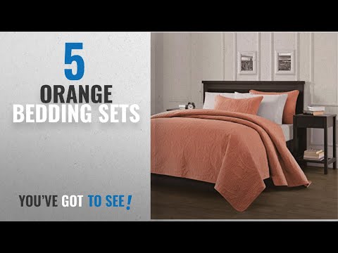 top-10-orange-bedding-sets-[2018]:-chezmoi-collection-austin-3-piece-oversized-bedspread-coverlet