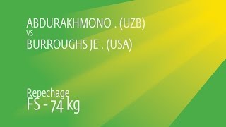 Repechage FS - 74 kg: B. ABDURAKHMONO (UZB) df. J. BURROUGHS (USA) by TF, 11-1