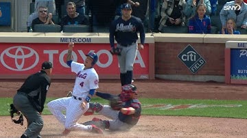 ATL@NYM: Cabrera scores Flores on overturned call
