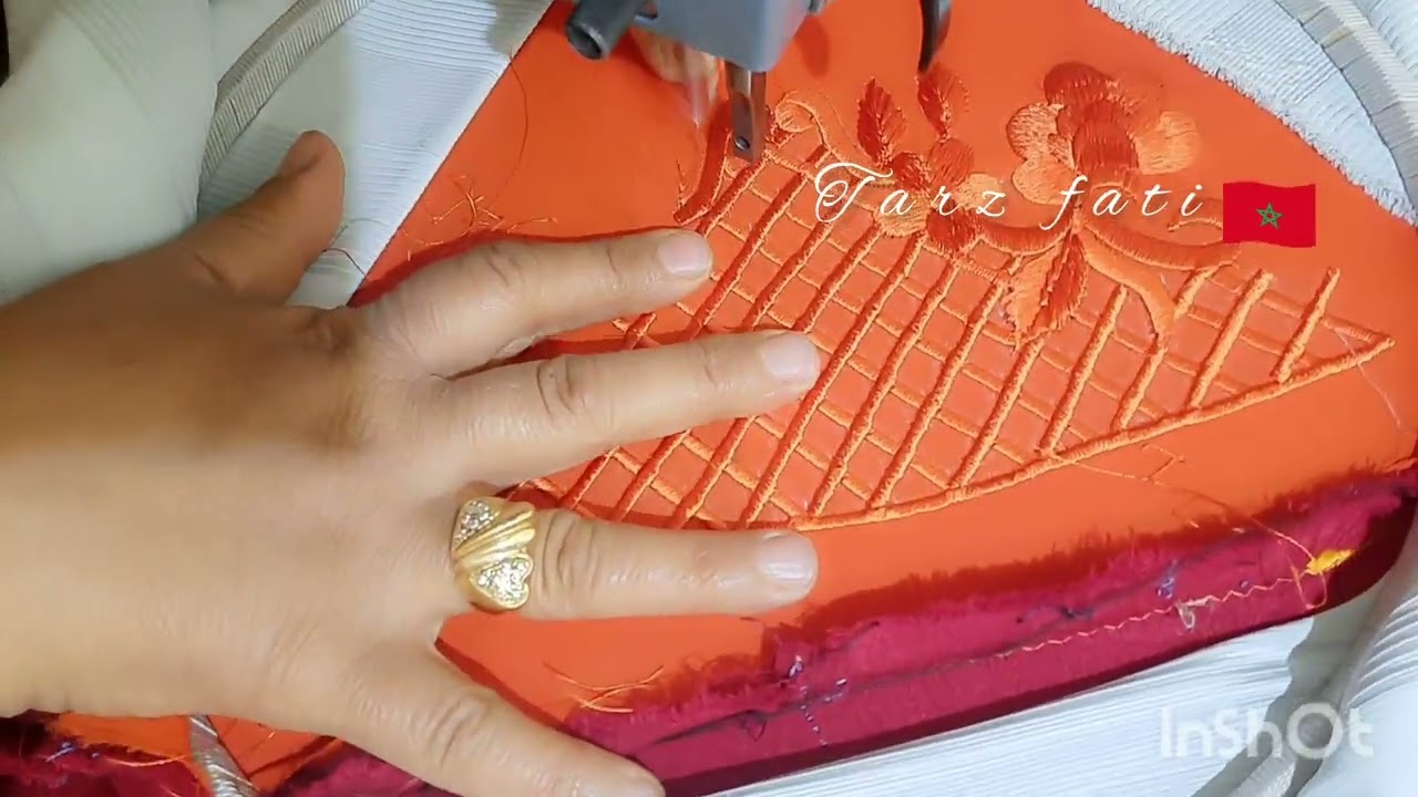 طريقة جديدة في الطرز المشبك بالكاوية#طرز #الرباطي#قفطان#مغربي#جلابة#