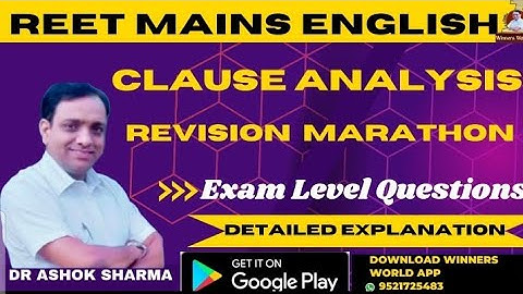 Clause Analysis Revision Marathon Class REET Mains English  Exam Level Questions