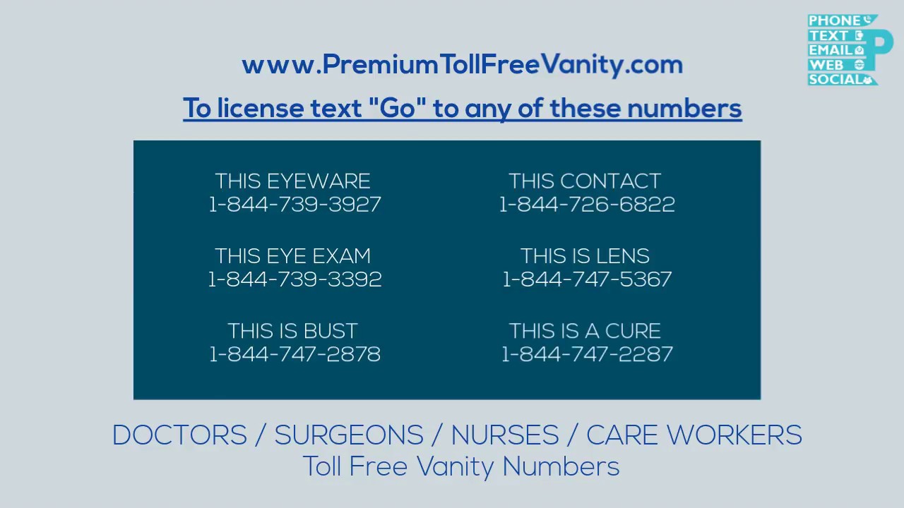 Buy Local Toll Free Vanity Numbers in Doctors / Surgeons / Nurses